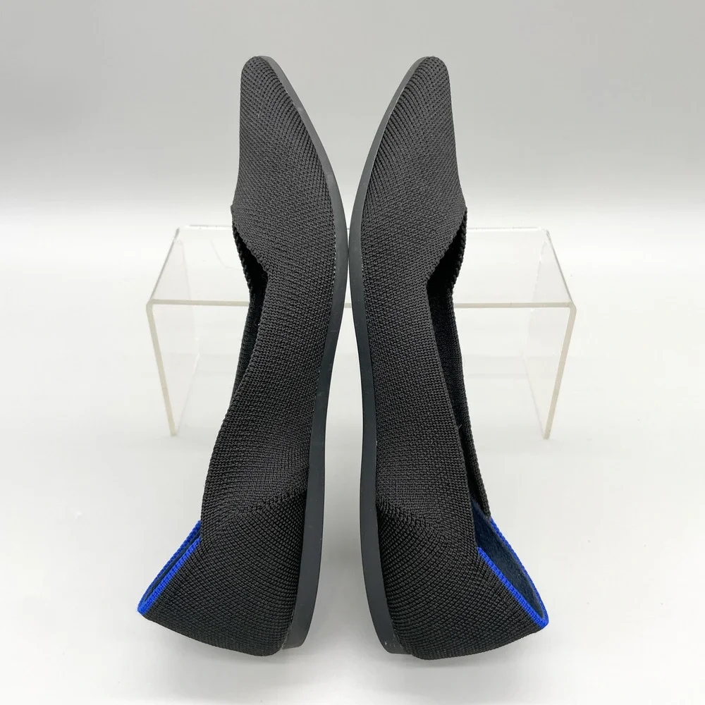 Rothys The Point Black Knit Pointed Toe Ballet Flats Shoe Womens 7.5 Office Chic